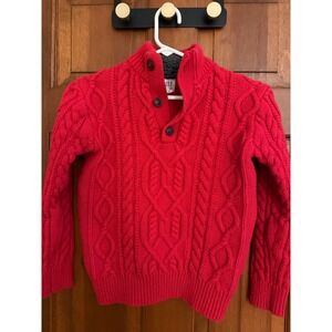 GAP Boys Cable-Knit Sweater Size M (8-9) Red Thick Three- Button Holiday